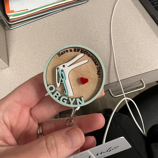 OBGYN & Subspecialties Happy Speculum - Badge Reel or Magnet (you ...