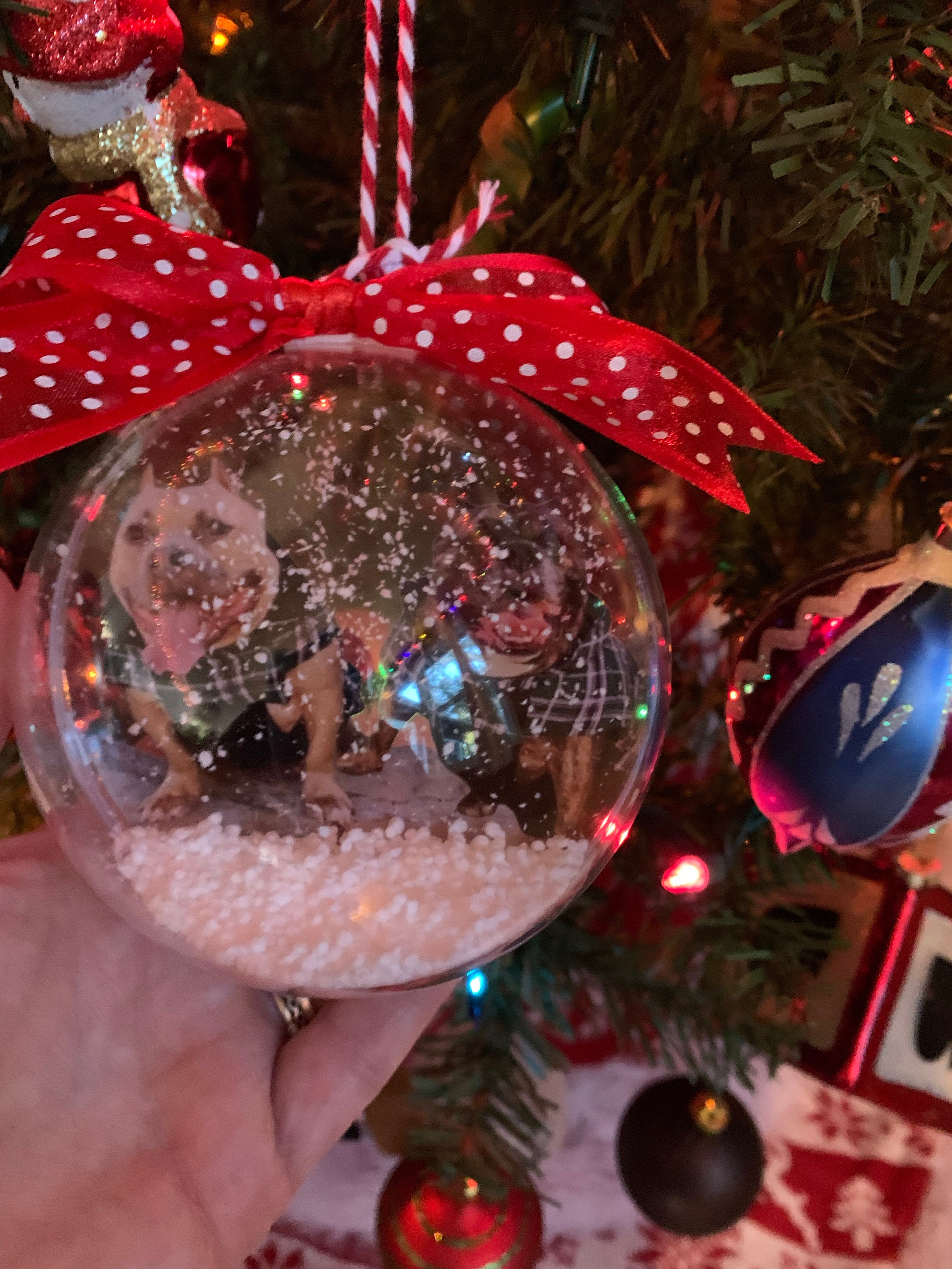 Custom Photo Christmas Ball Ornament, Big Transparent Bauble with Decorative Snow, Personalized Holiday Decor & Family Keepsake, Xmas Gift