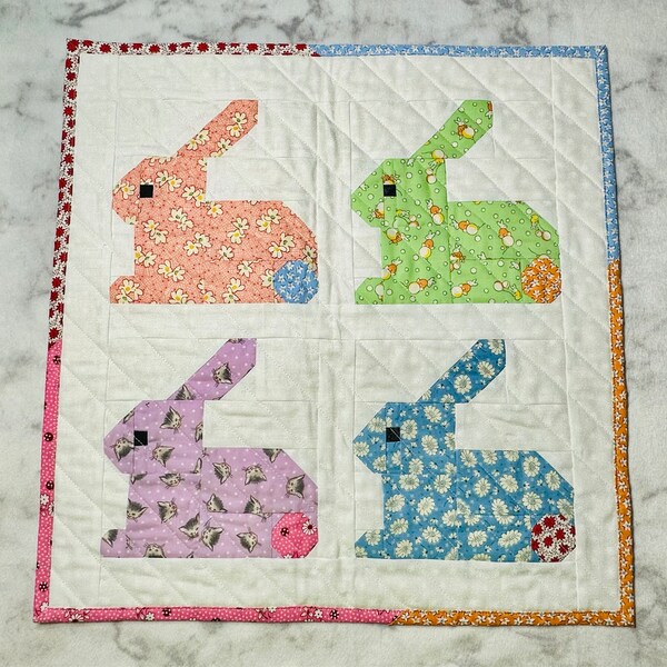PDF Easter Quilt Pattern - Blue Bunny Quilt Pattern - Etsy