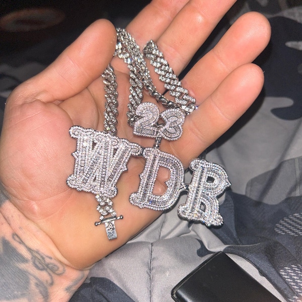 New Arrival Big Letters Pendant With Cuban Chain, Custom Capital ...