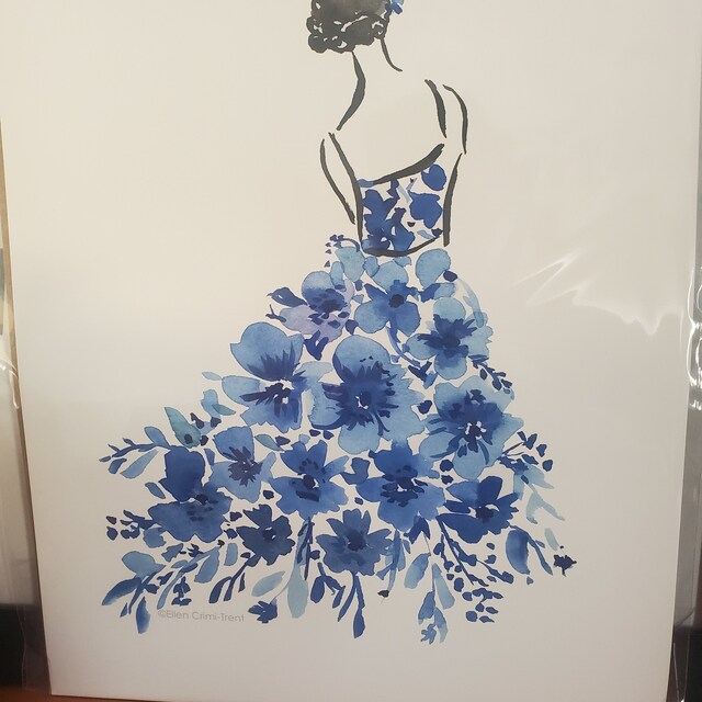 【希少】Ameri WATERCOLOR PAINT FLORAL DRESS Watercolor Floral Dress Art/ Watercolor Fashion Illustration