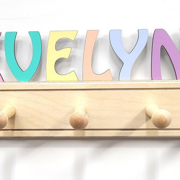 Colorful Kids Coat Rack With Personalized Name - Fast Delivery - Etsy