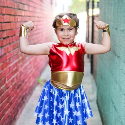 Girls Wonder Woman Costume 4th of July Blue and Red Gold Metallic ...