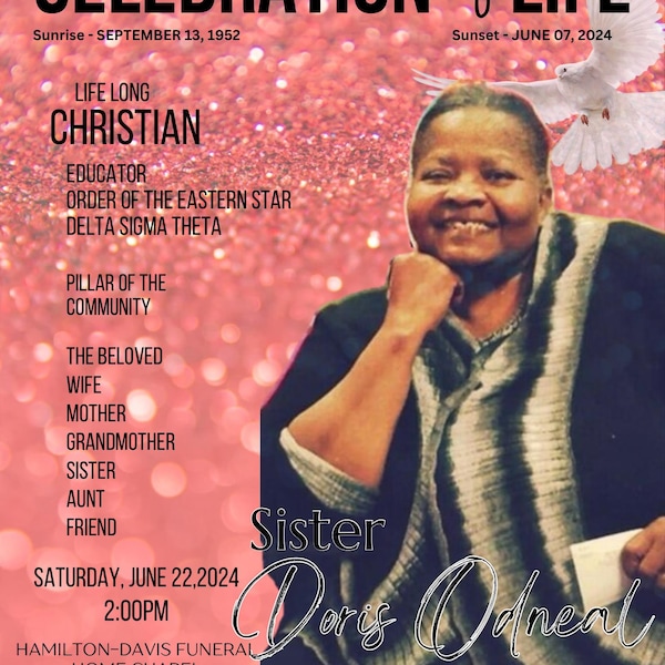 Funeral Program Template Purple Obituary Instant Download