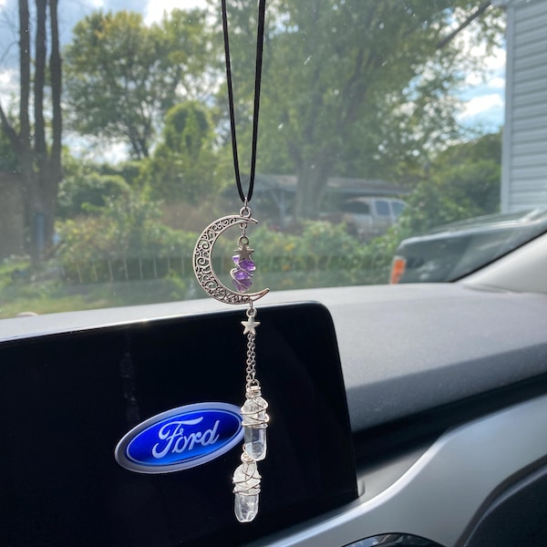 Witchy Car Charm, Crystal Car Decor, Moon Car Charm, Boho Car Charm ...