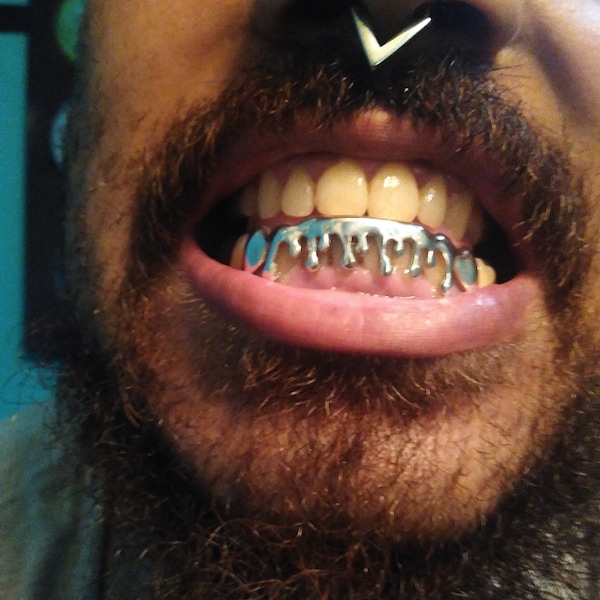 925 Solid Sterling Silver Drip Style Grillz – No Stone, Silver