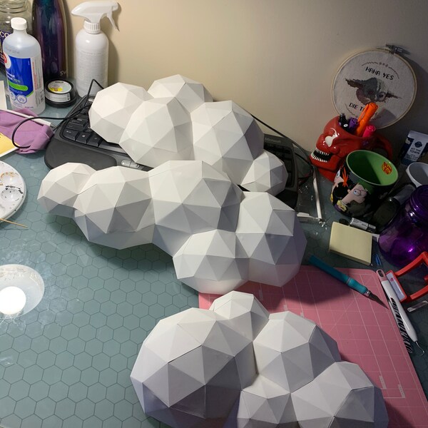 Clouds and Sun Papercraft 3D DIY Low Poly Wall Decor - 2 Templates ...
