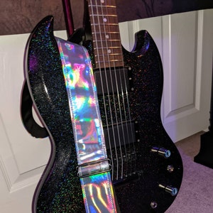 Holographic Silver Guitar Strap Etsy Denmark