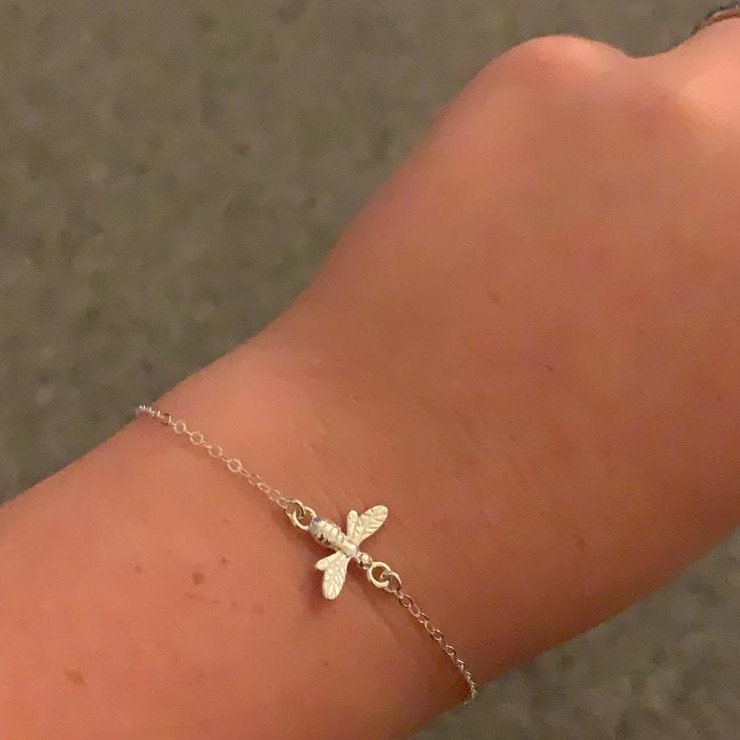 Final Sale Honey Bee Bracelet Sterling Silver/Gold Filled/Rose Gold Filled Bee Bracelet • Bee Pendant•Bee Jewelry•Tiny Bee•Bee Gift•Gold Bee