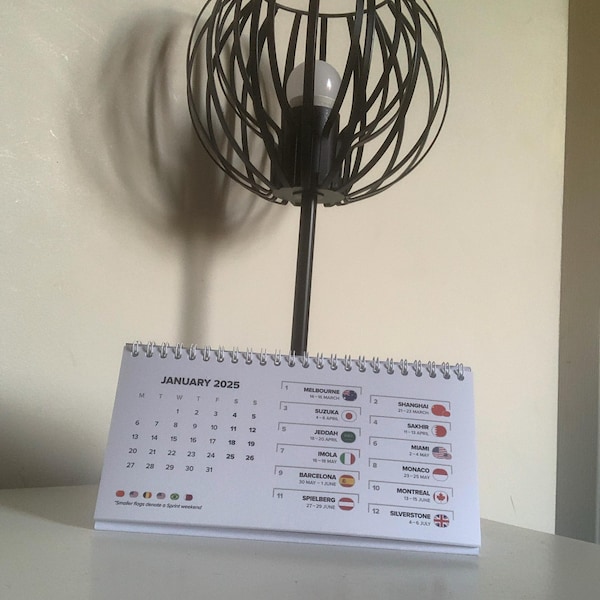 F1 2025 Desktop Calendar Formula One Grand Prix Circuits Race Track