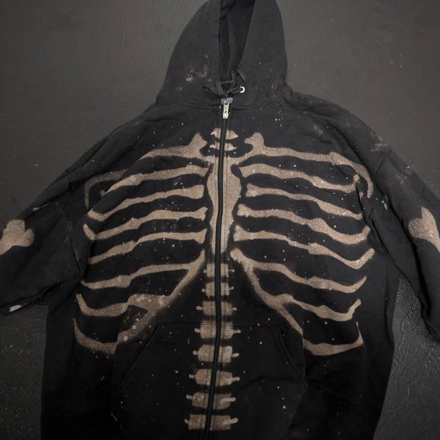 SKELEHOODIE Bleached Skeleton Zip-up Hoodie - Etsy Canada