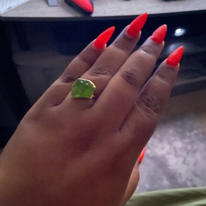 Customer photo from Aja, Statement Raw Peridot Ring, Yellow Gold August Birthstone