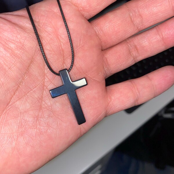 Triple Gold or Silver Hematite Cross Link Necklace