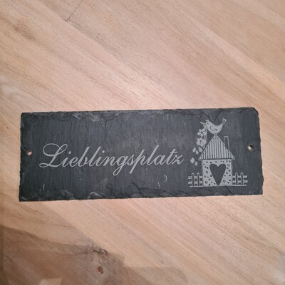 Türschild Aus Schiefer – Mit Huhn-Motiv & Persönlicher Gravur (22x8 Cm)
