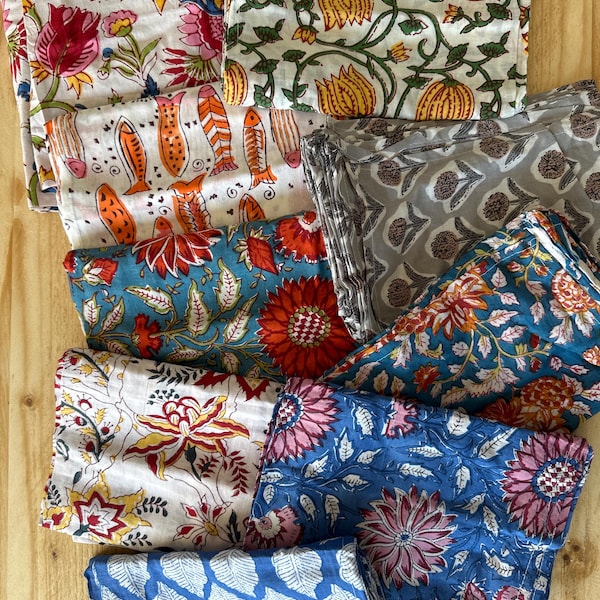 Assorted Cloth Napkins Set 100 Pack of Hand Block Printed Wedding ...