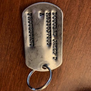 Real Standard Debossed Military Issue GI Dog Tag Dogtag Keyring
