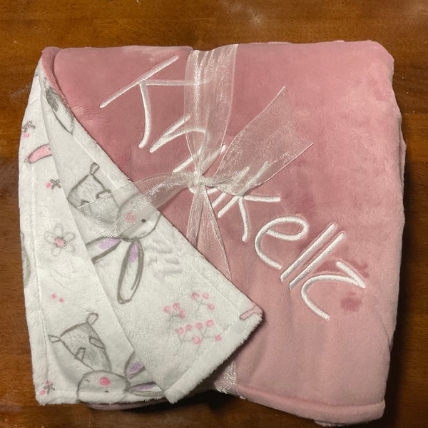 Pink And Grey Cow Print Blanket