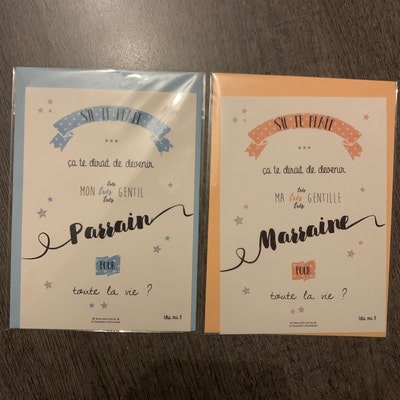 Cartes Annonce Parrain et/ou Marraine - Etsy France