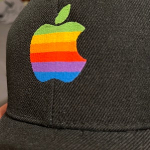 Retro Apple Computers Rainbow Logo Hat - Embroidered Baseball Cap 