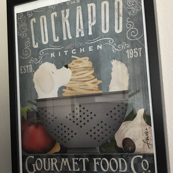 Cockapoo Dog Kitchen Artwork Chef Cooking Dog Illustration in Art ...