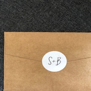 Envelope Sticker With Initials for Wedding Invitation Envelopes  Personalised 40mm Round Labels X 24 per Sheet Envelope Seals Signature 