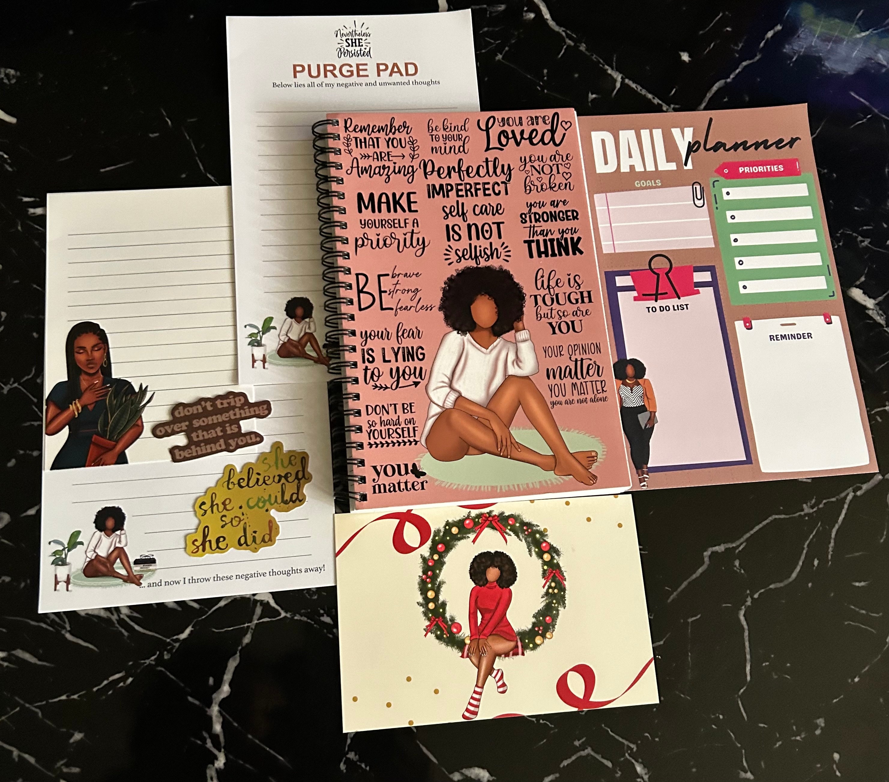 Self-Care Manifest Spiral Journal, Gift for a Black Woman Owned, Self-Love Gifts for Her, Daily Affirmations, Journaling, Black Owned Shop