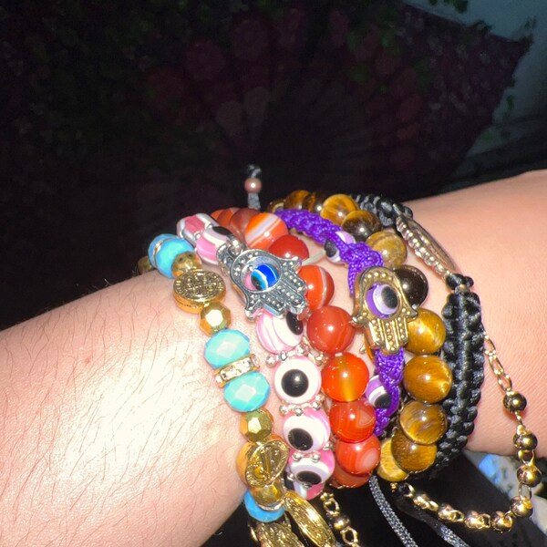9 Pulseras Contra El Mal De Ojo Turco, Pulsera De Cuentas De Ojo Turco, Pulseras Coloridas De Hilo De Mal De Ojo, Pulsera Elástica De Cuentas De Cristal, Joyería Para Hombres