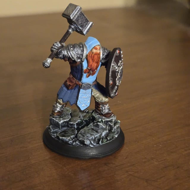 Dwarf Cleric Fighter W/ Hammer & Shield Miniature | 5 Sizes
