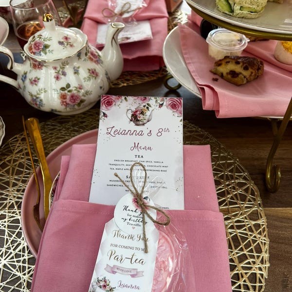 Editable Tea Party Birthday Menu Template, Pink Floral Menu Template ...