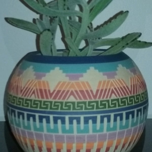 Ceramic Planter Pot Colorful Succulent Aztec Style Planter - Etsy