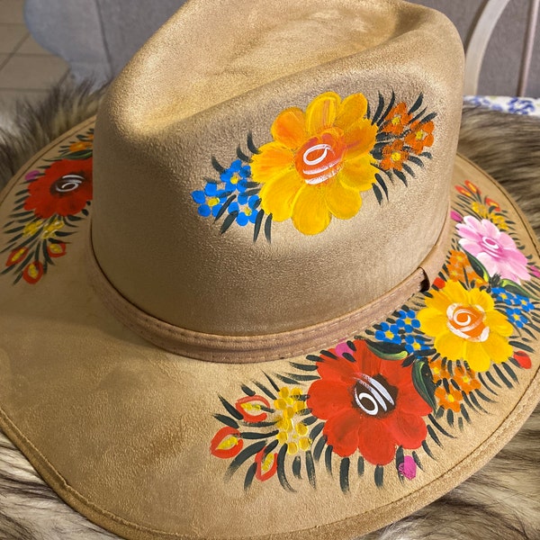 Artisanal Mexican Hand-Painted Hat Suede Black 603719 main image 0