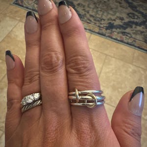 DRIES VAN NOTEN | TWO-SET CHAIN RING SILVER リング Stone signet ring - Spring-Summer Men | Dries Van Noten