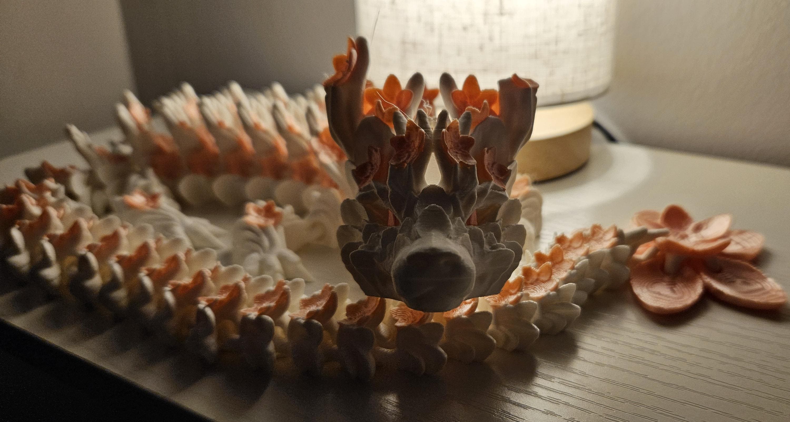 Cherry Blossom BABY Dragon with Dragon Egg - 3D Printed and Fully Articulated 6-inch-long Dragon, Sensory Toy, Fidget Toy, Stocking Stuffer