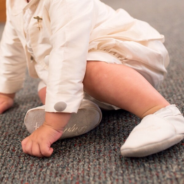 White Leather Baby Shoes Baptism Shoes -personalized Baby Girl Shoes ...