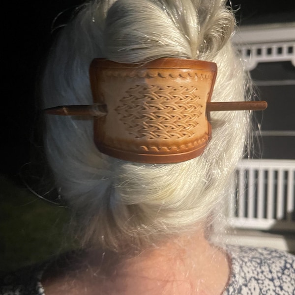 Stamped Leather Hair Barrette - Daily Bread main image 0