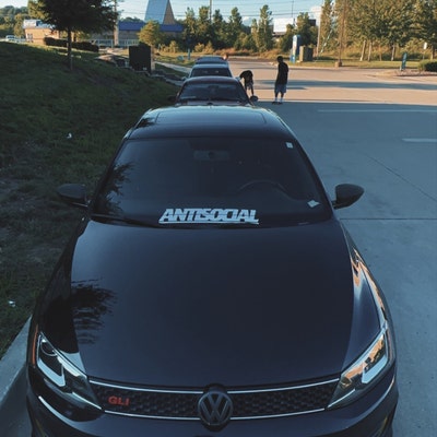 Adesivo Parabrezza ANTISOCIAL JDM &ndash; Decalcomania Vinilica Per Auto E Van