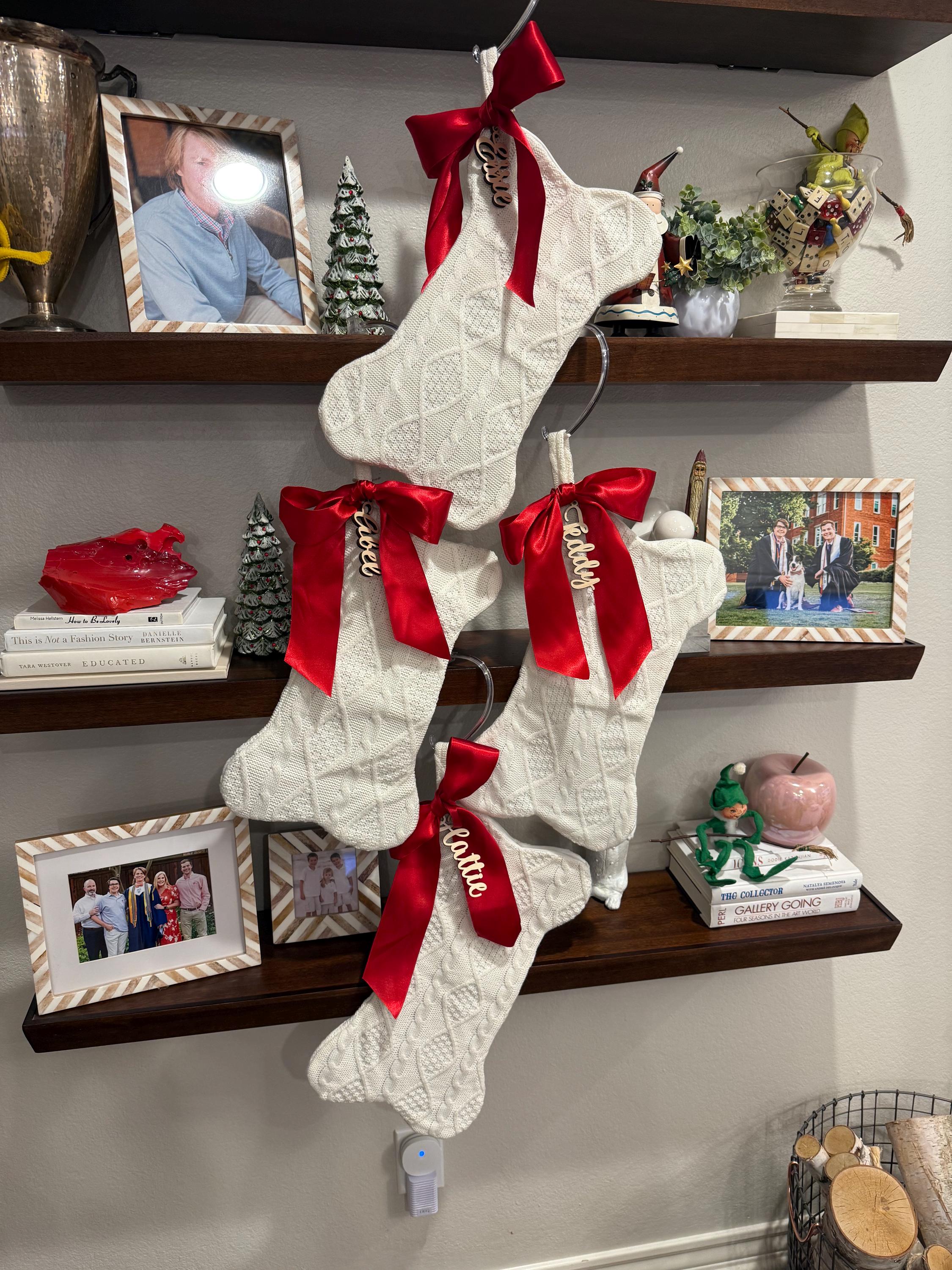 Christmas Stockings Name Tags Wooden Names for Stocking, Family Personalized Stocking Tag Decor for Holidays, Rustic Chic (Item - STS200)