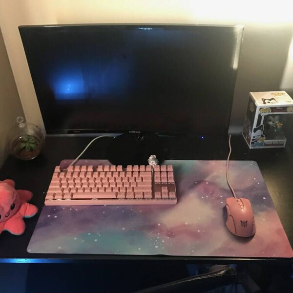 Cute Purple Pastel Mouse Pad Starry Sky Desk Mat, Large Gaming Mouse Pad Galaxy Gaming Girl Desk Cute Pink Desk Decor Large Keyboard Mat,Mousepad Desk - View #8