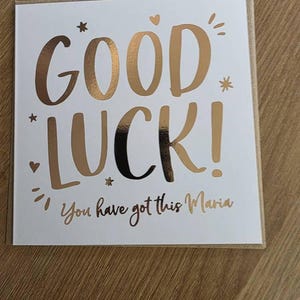 Personalized Good Luck Card: Metallic Foil, New Job, Exams - Etsy