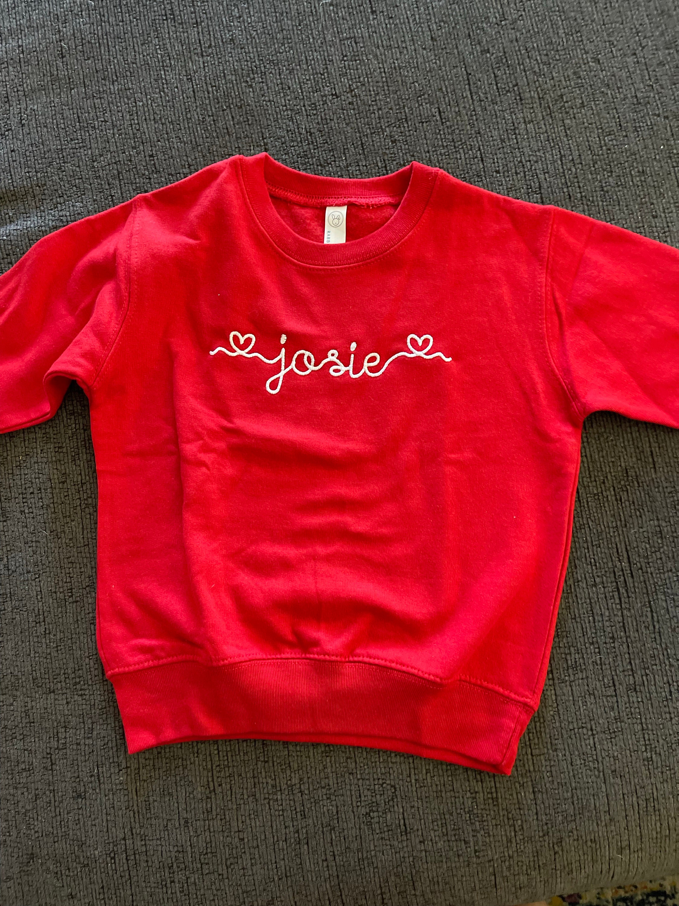 Embroidered Valentine&#39;s Sweatshirt / Monogram Valentines Shirt / Valentine&#39;s Day Shirt / Kids Valentines Shirt / Custom Valentines Shirt