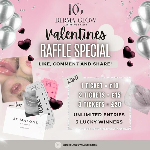 Valinetines Raffle Poster Valentine Raffle Flyer, DIY Flyer Template Design, February Giveaway ...