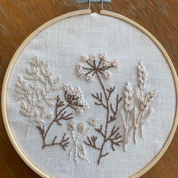 Wildflowers Embroidery Pattern + Video Tutorial, Beginner Embroidery ...
