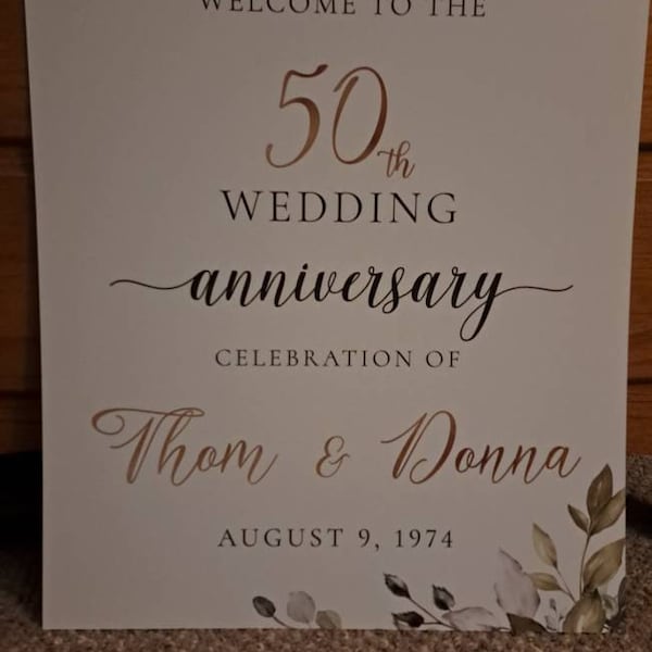 Happy 50th Anniversary, Gold Wedding Anniversary Sign, 50th Anniversary ...