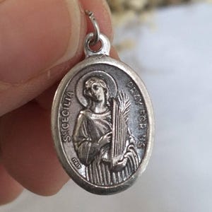 Saint Cecilia Pray for Us Silver Tone Medal Patron of Musicians