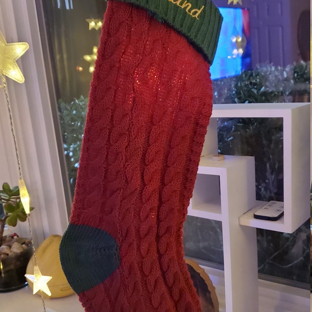 18 Inch Christmas Stockings,Burgundy And Ivory Knit Bulk