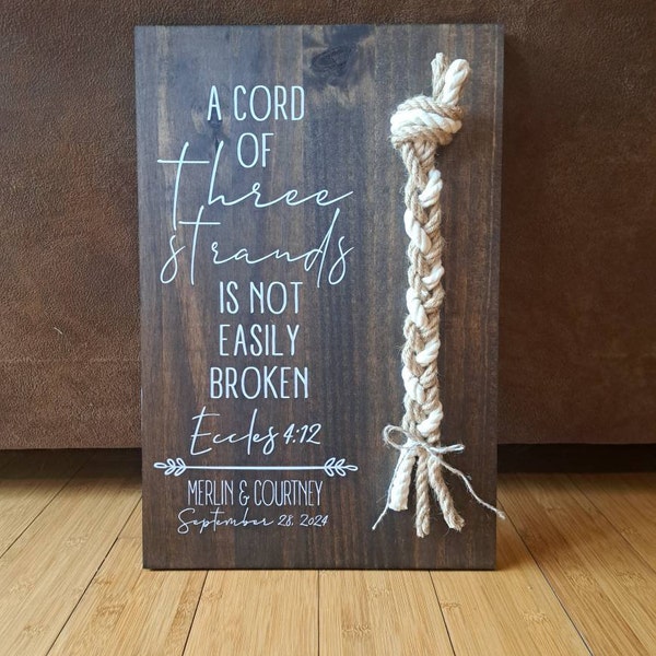 Unity Ceremony Sign Three Strands, A Cord of Three Strands Wedding Sign ...