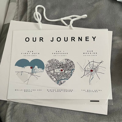 Personalised Journey Map Print Custom Paper Anniversary Poster Wedding ...