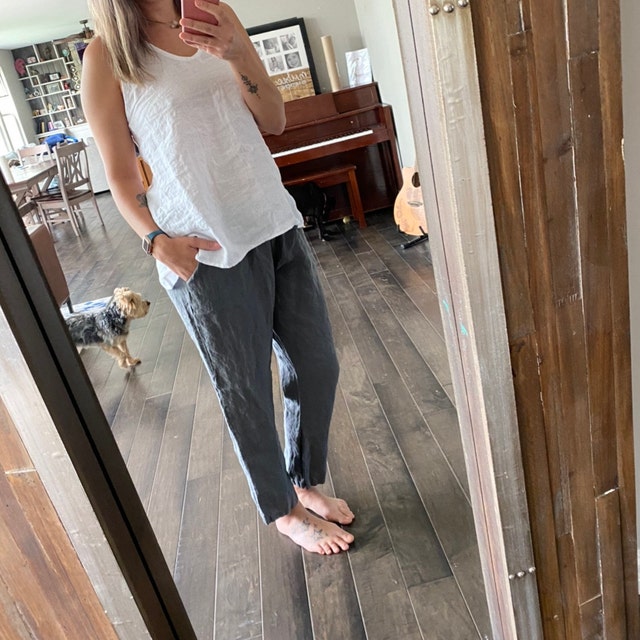 Natural Linen Pants BELLA . Washed Women Linen Trousers. Linen