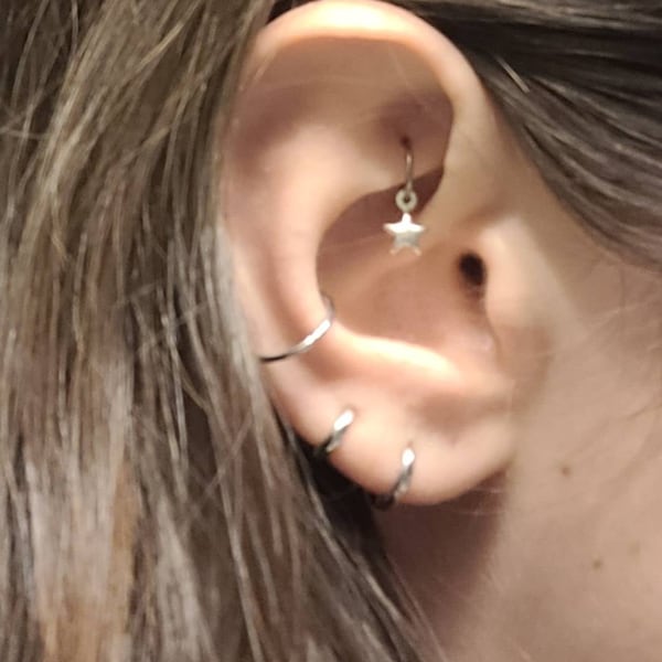 Tiny Star Sterling Silver Rook Hoop - Titanium Clicker (20g/18g/16g) - Etsy