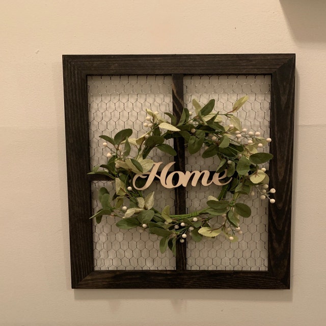 Window Frame With Lambs Ear Wreath, Chicken Wire Frame, Farmhouse Wall  Decor, Countrydecor,rustic Wall Decor, Gallery Wall Decor 